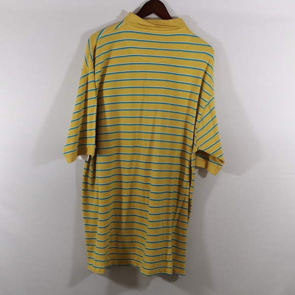 NWT Men's XL Outdoor Outfitters 2 Button Polo Shirt Yellow & Blue Striped Cotton - Picture 4 of 4